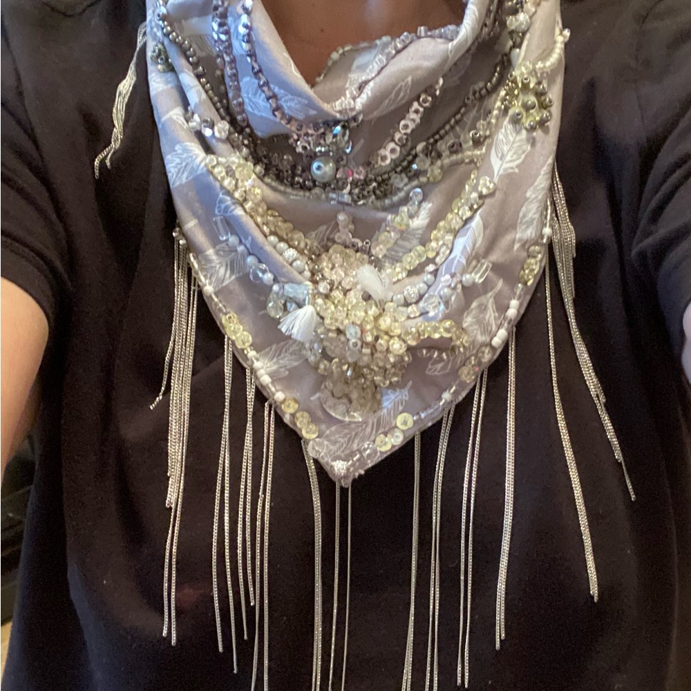 COPY - Gorgeous, handmade, embroidered with beads and sequins neck scarf